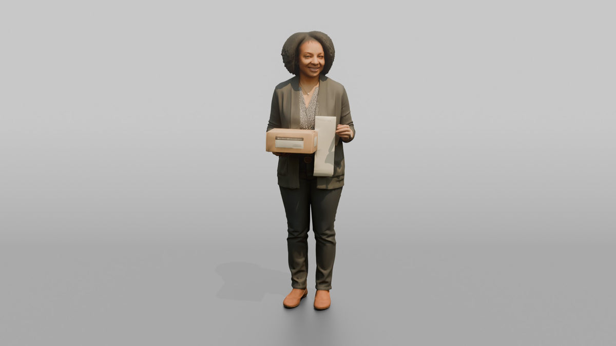 Woman Customer Holding A Return Item And A Printed Receipt - 3D character model, view 5