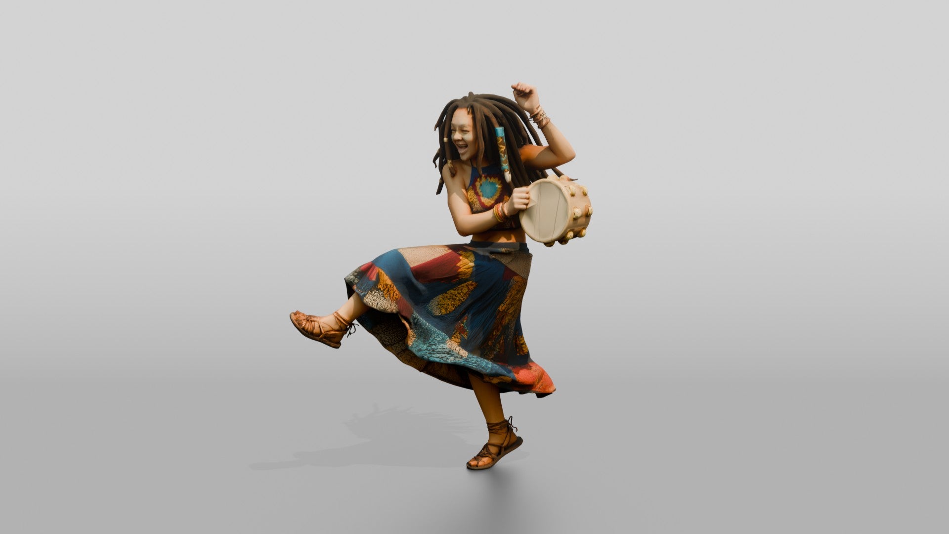 Bohemian Dancer Playing a Tambourine