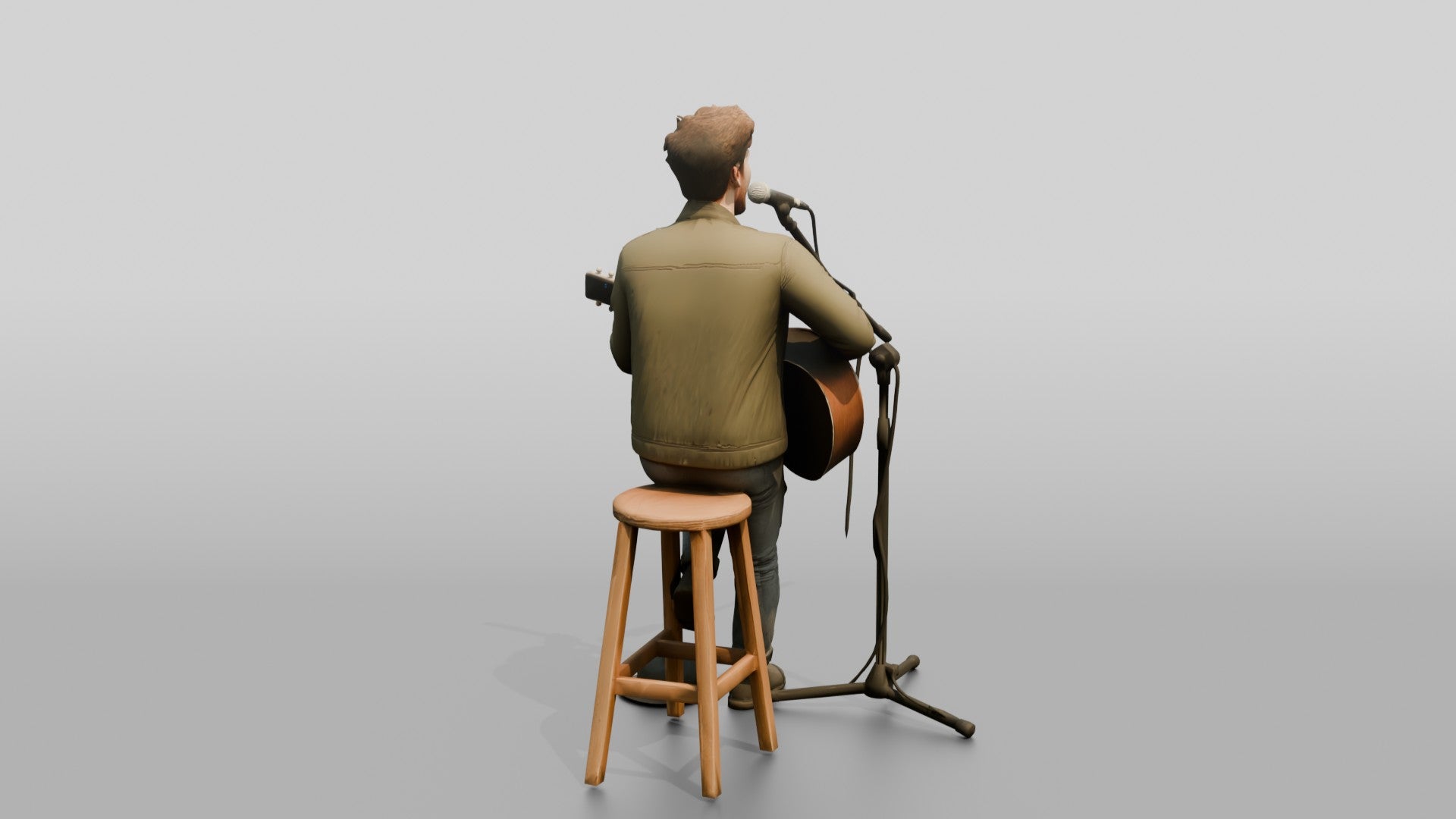 Street Busker Playing Acoustic Guitar
