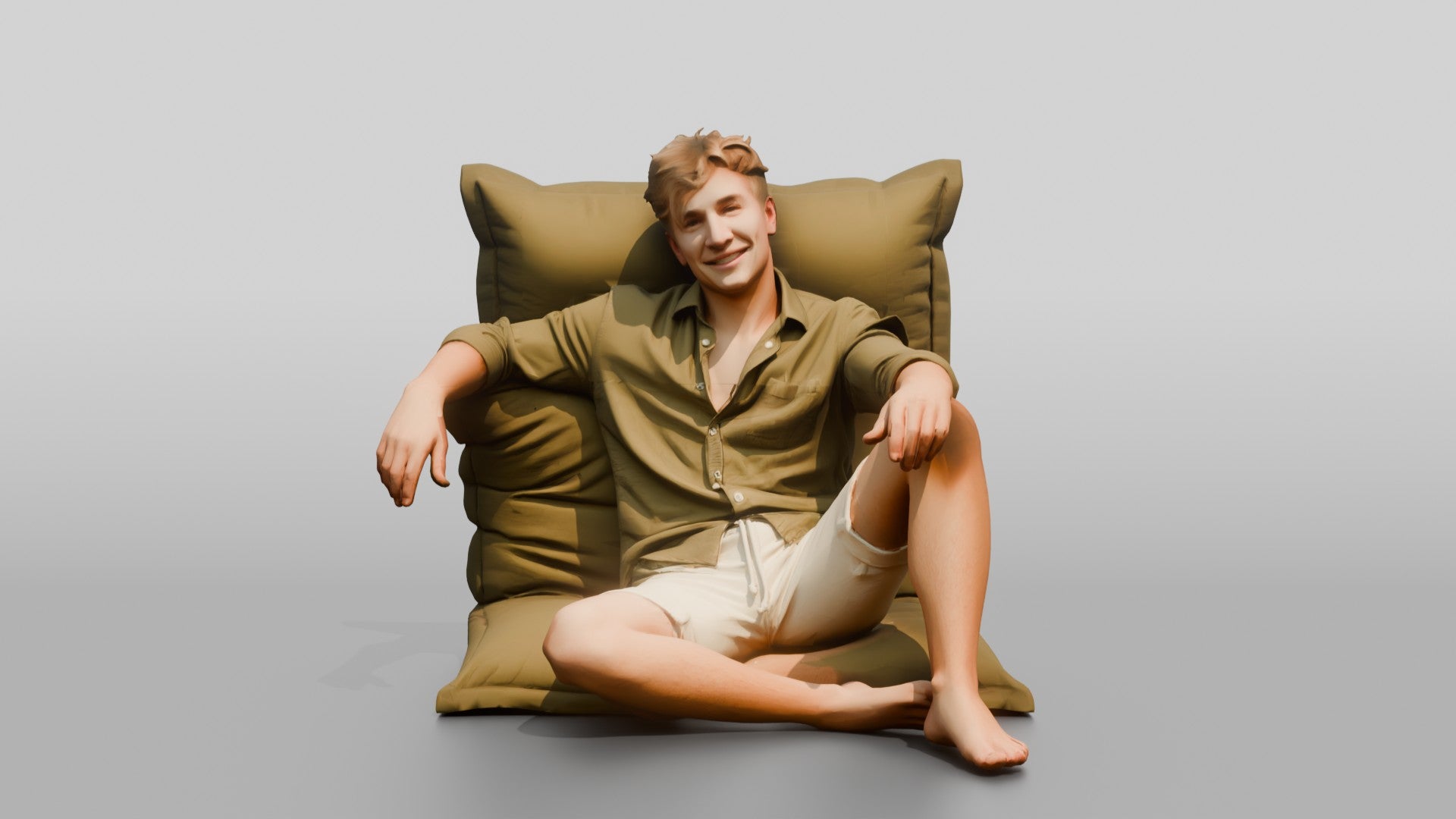 Man Reclining on a Lounge Cushion