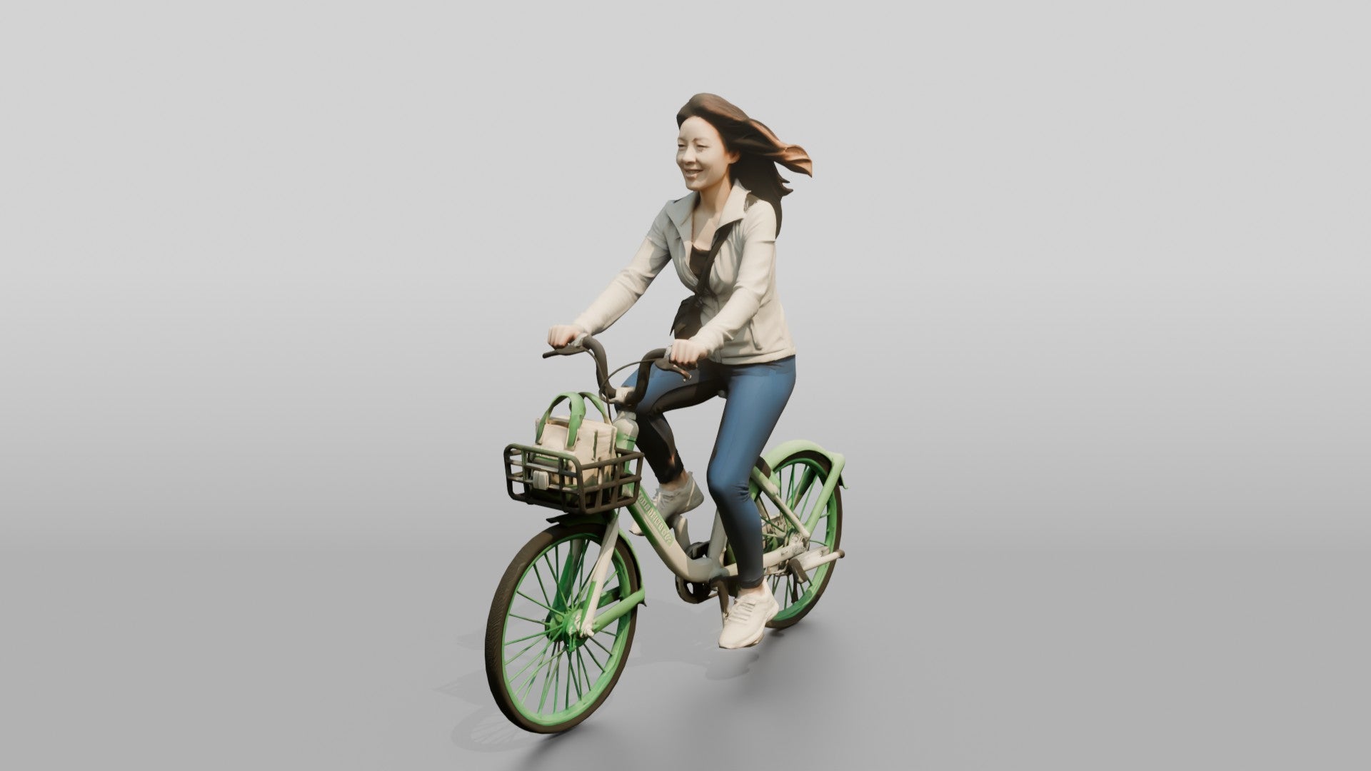 Chinese Woman Riding a Bicycle
