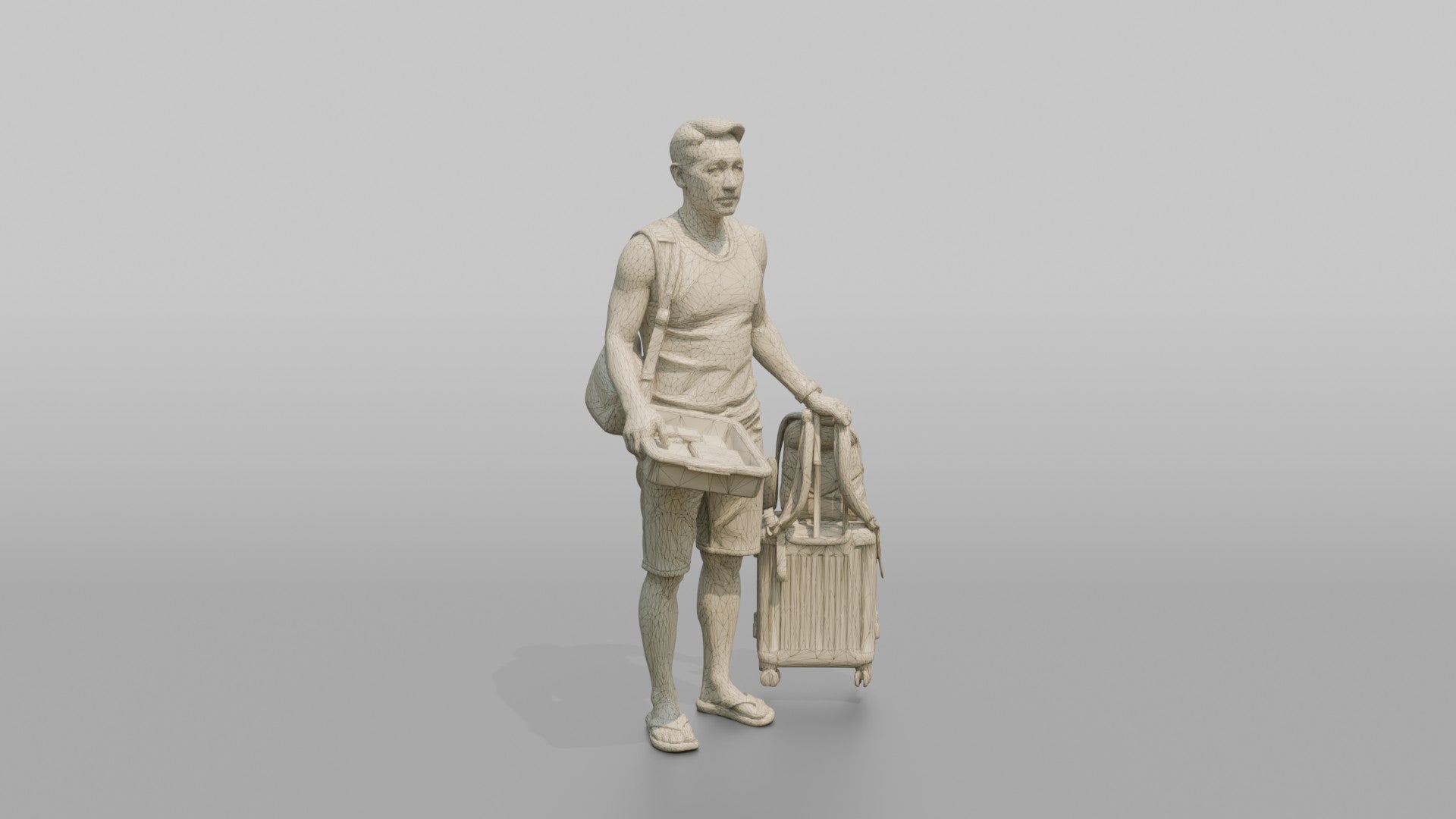 Traveler In A Security Line