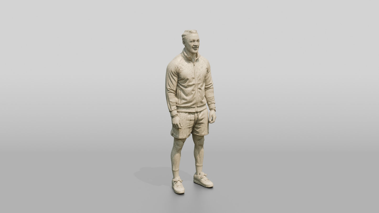 African-American Man in Track Jacket and Shorts