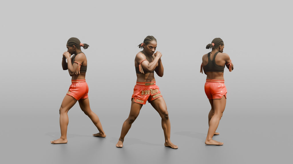 Muay Thai Fighter Sharp Elbow Strike While Driving Forward
