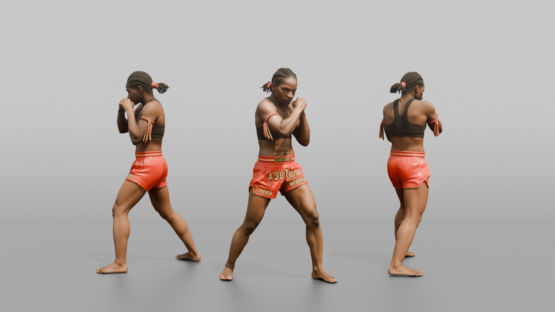 Muay Thai Fighter Sharp Elbow Strike While Driving Forward