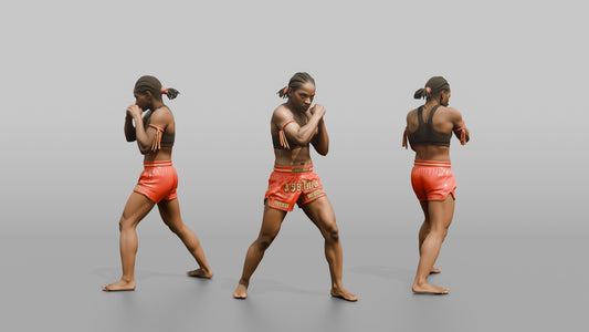 Muay Thai Fighter Sharp Elbow Strike While Driving Forward