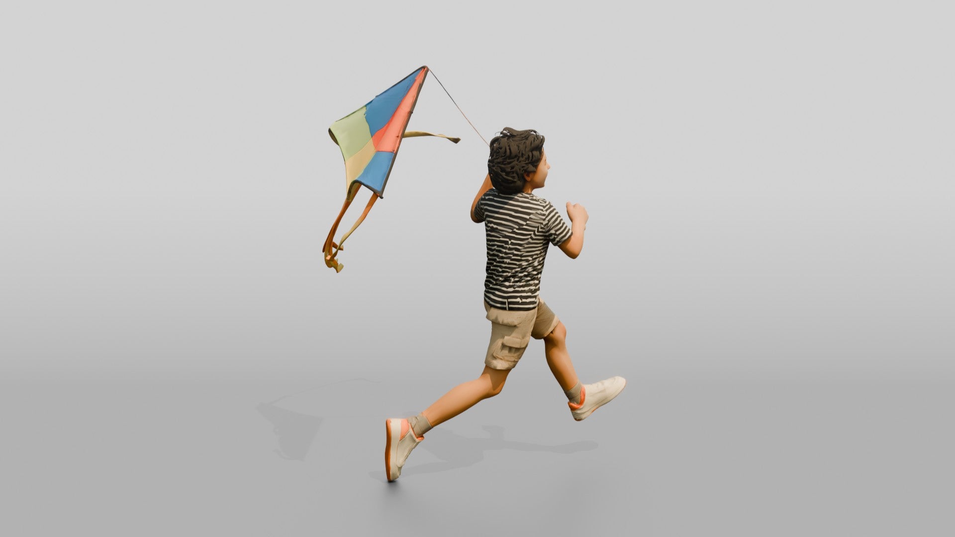 Slim Young Persian Boy Flying a Kite