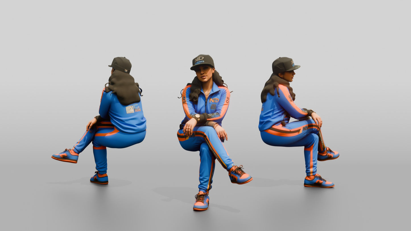 Latina Woman in Streetwear Tracksuit