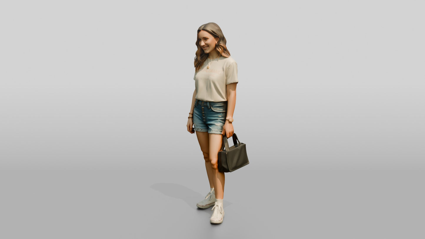 Caucasian Woman in Vintage Graphic Tee