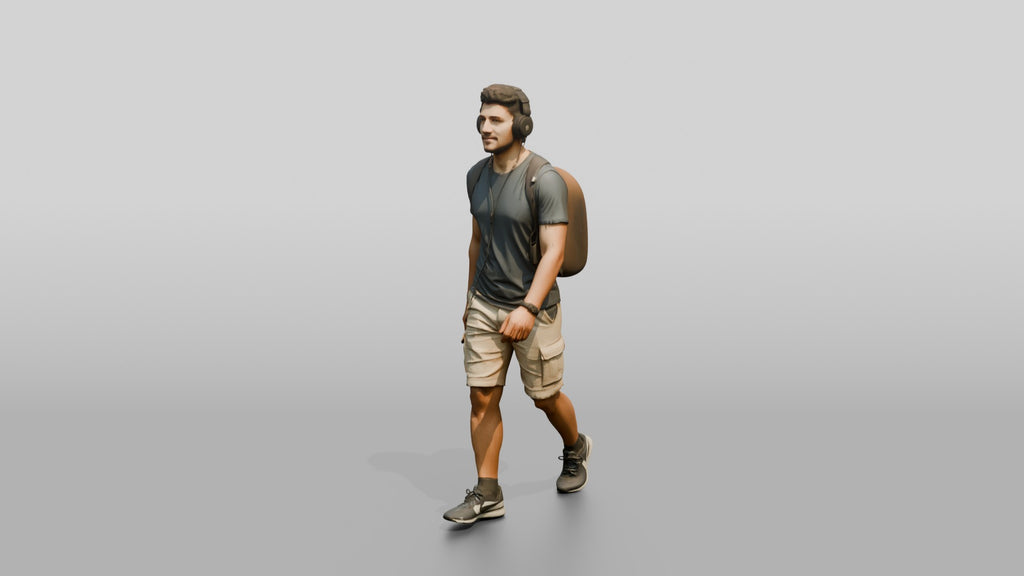 Young Turkish Man Walking with Headphones