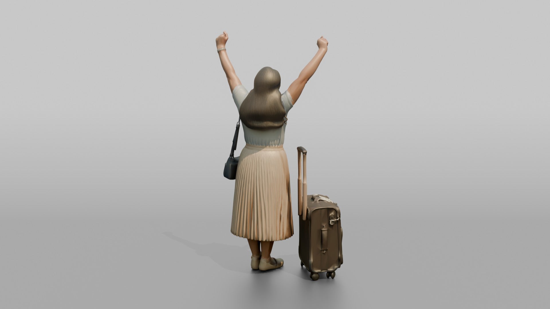 Traveler Stretching After A Long Flight
