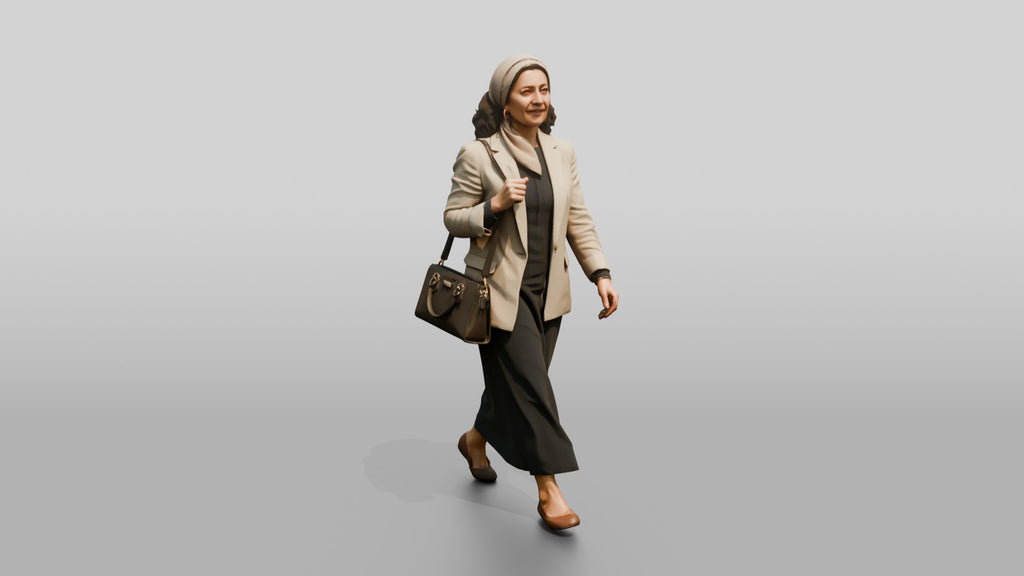 Slender Middle-Aged Egyptian Woman in a Linen Blazer