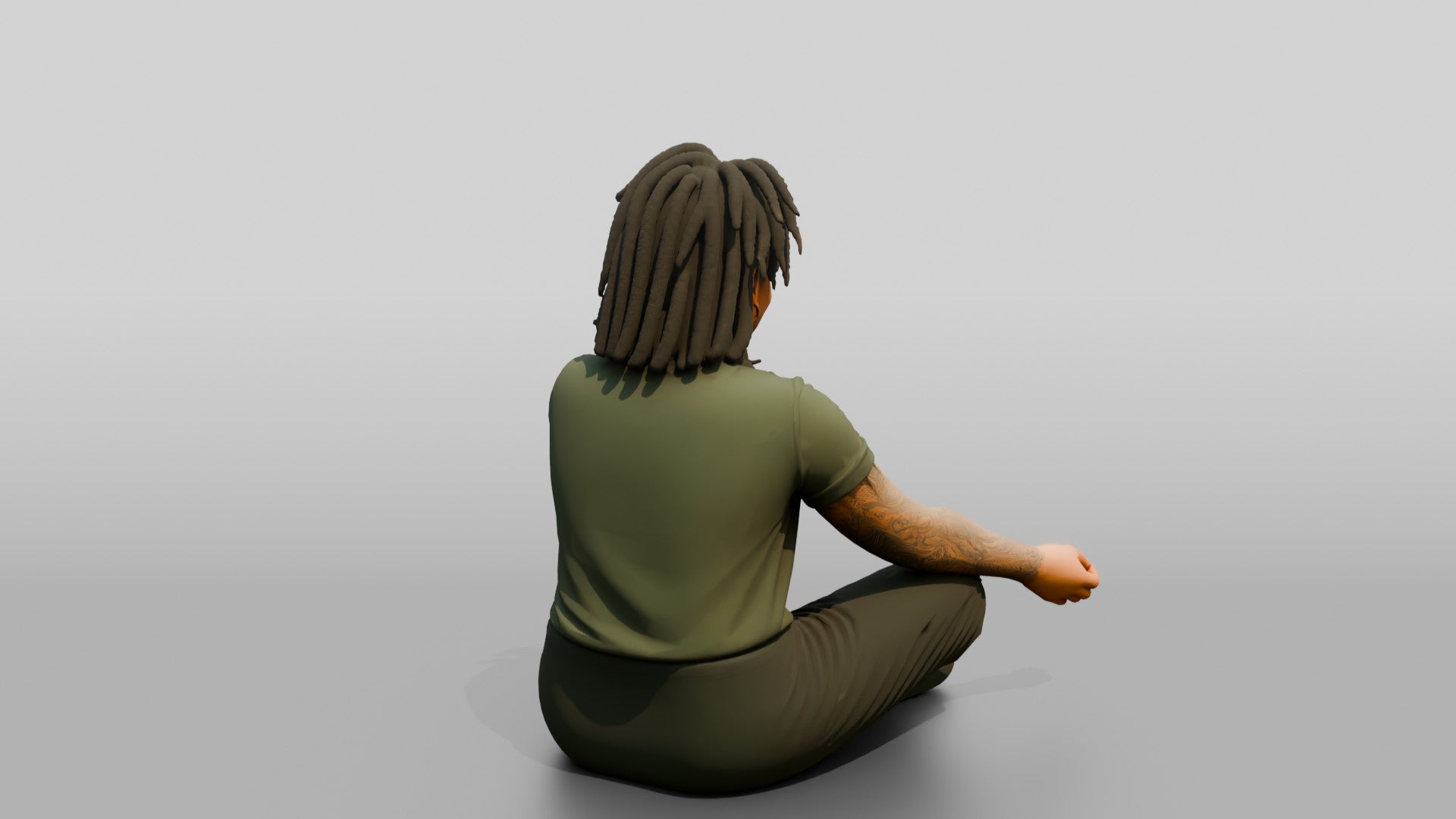Homeless Woman Sitting Cross-legged