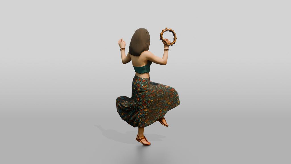 Boho Beach Dancer with a Tambourine