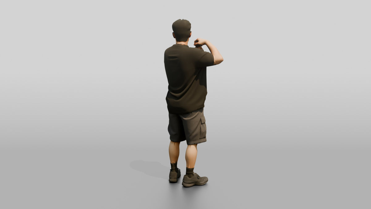 Man Adjusting Strap in Oversized Streetwear - 3D character model, view 3