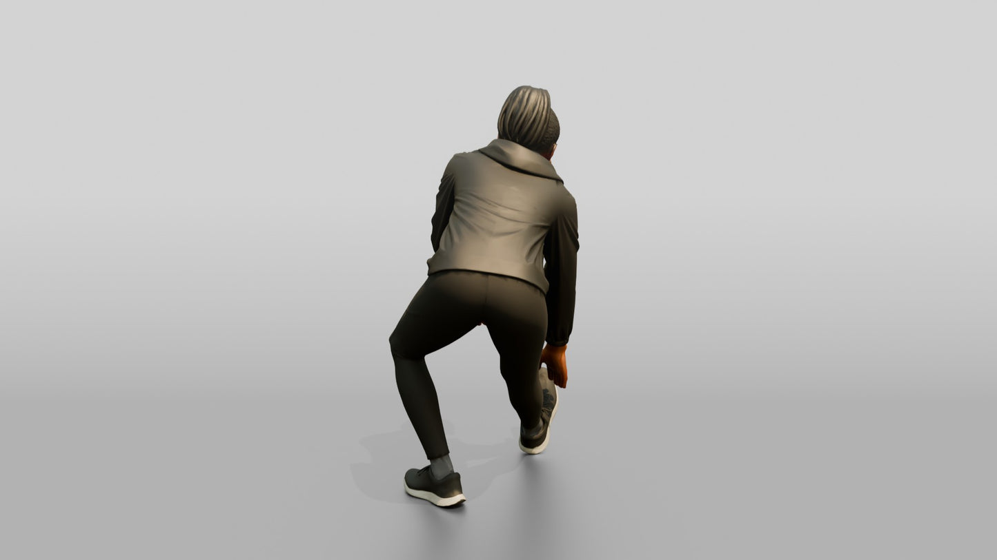 Black Woman Stretching in Waterproof Shell