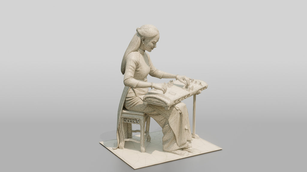 Zither Player Plucking Dan Tranh