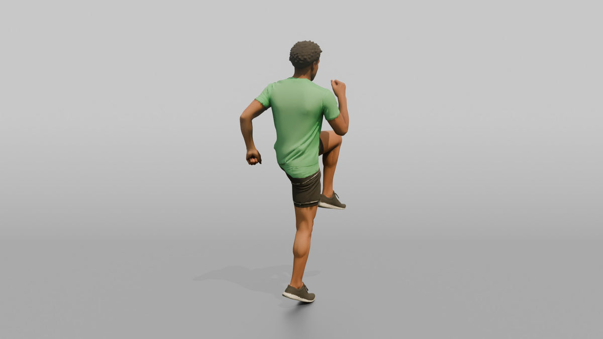 Bodyweight Athlete Man Doing A Standing Knee Raise - 3D character model, view 3