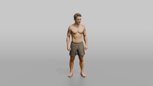 Physique Model Man Standing With Arms At Sides, Muscles Slightly Flexed - 3D character model