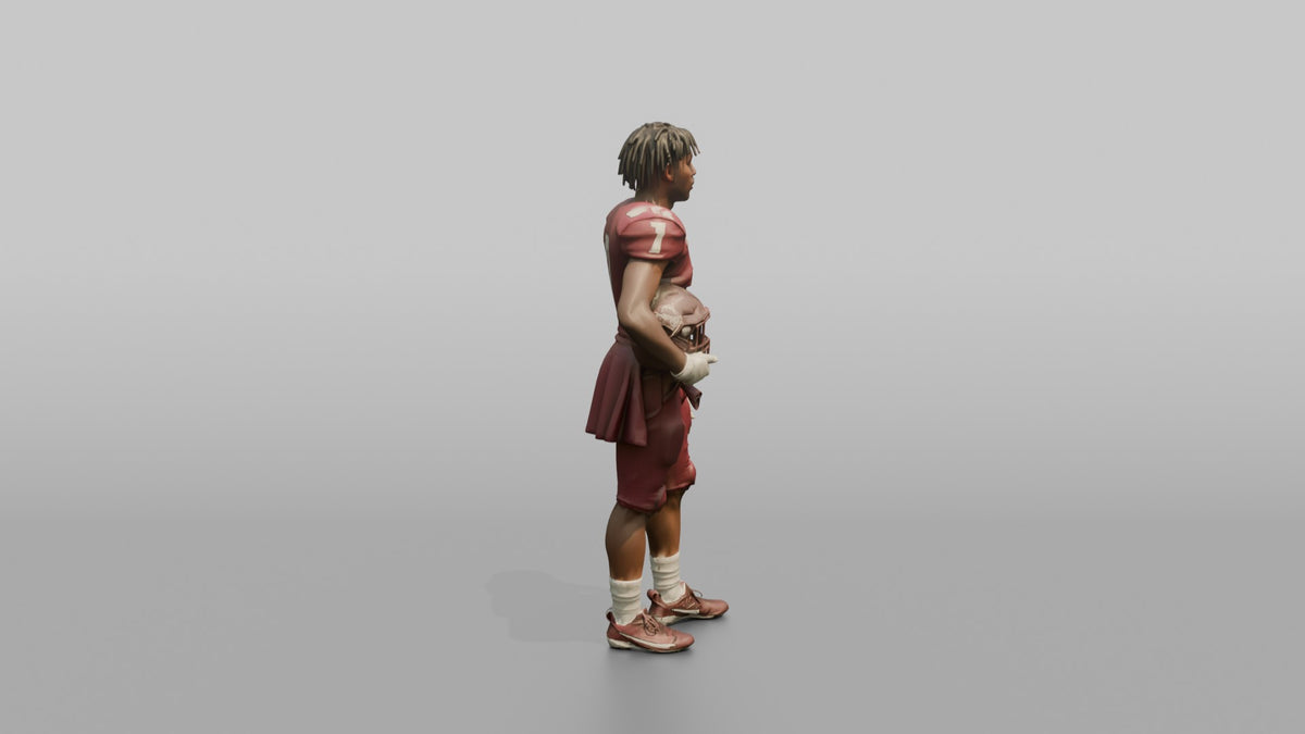 Quarterback Standing with Helmet Under His Arm - 3D character model, view 2