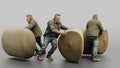 Farmer Rolling Large Round Hay Bale
