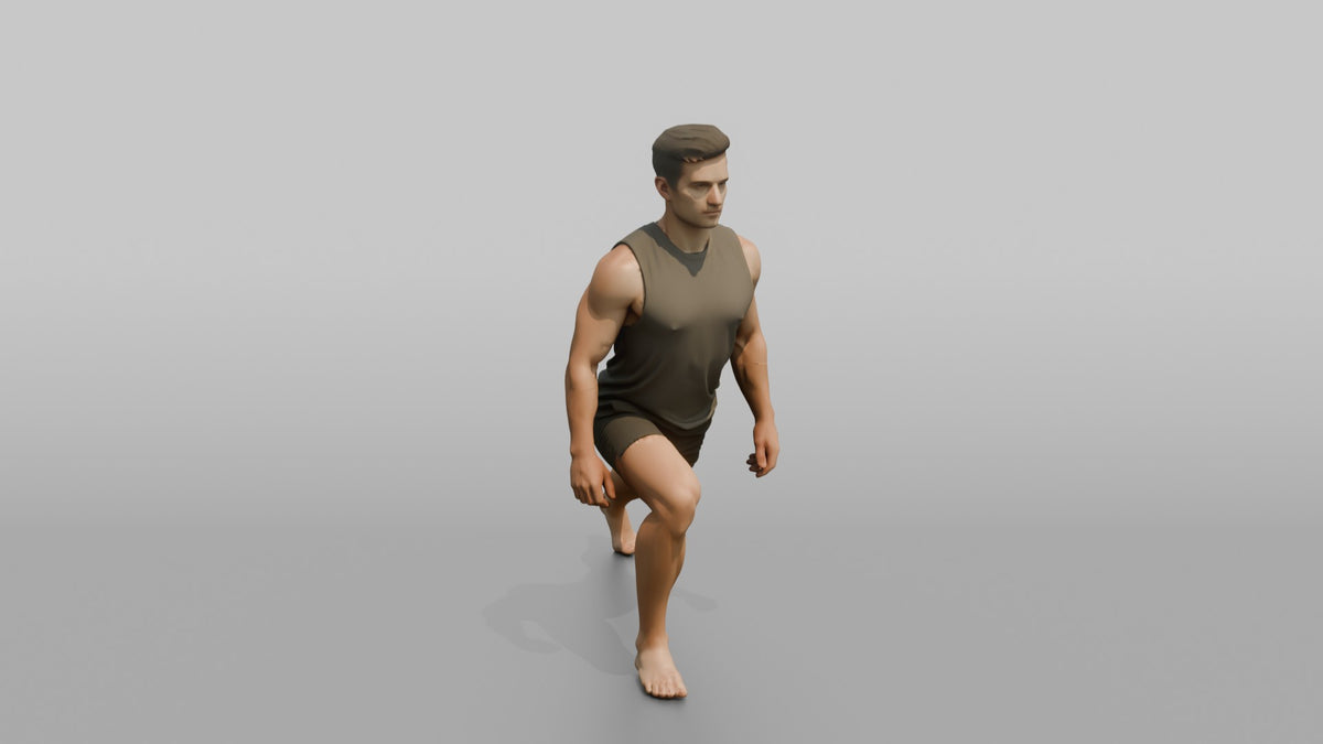 Fitness Influencer Man In A Low Lunge Position - 3D character model