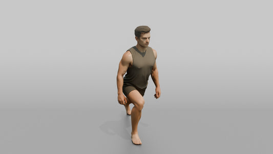 Fitness Influencer Man In A Low Lunge Position - 3D character model