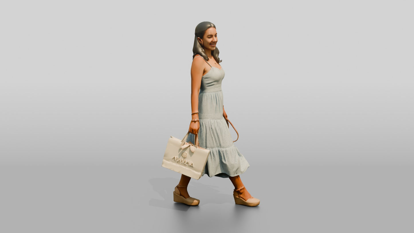 Petite Portuguese Young Woman Holding a Shopping Bag