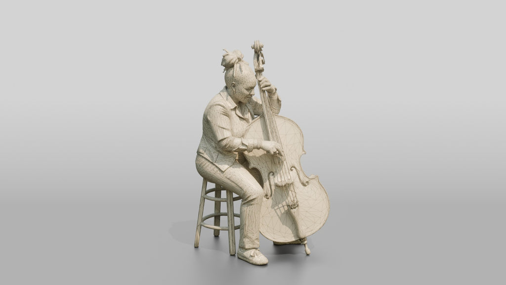 Jazz Double Bassist Plucking Strings