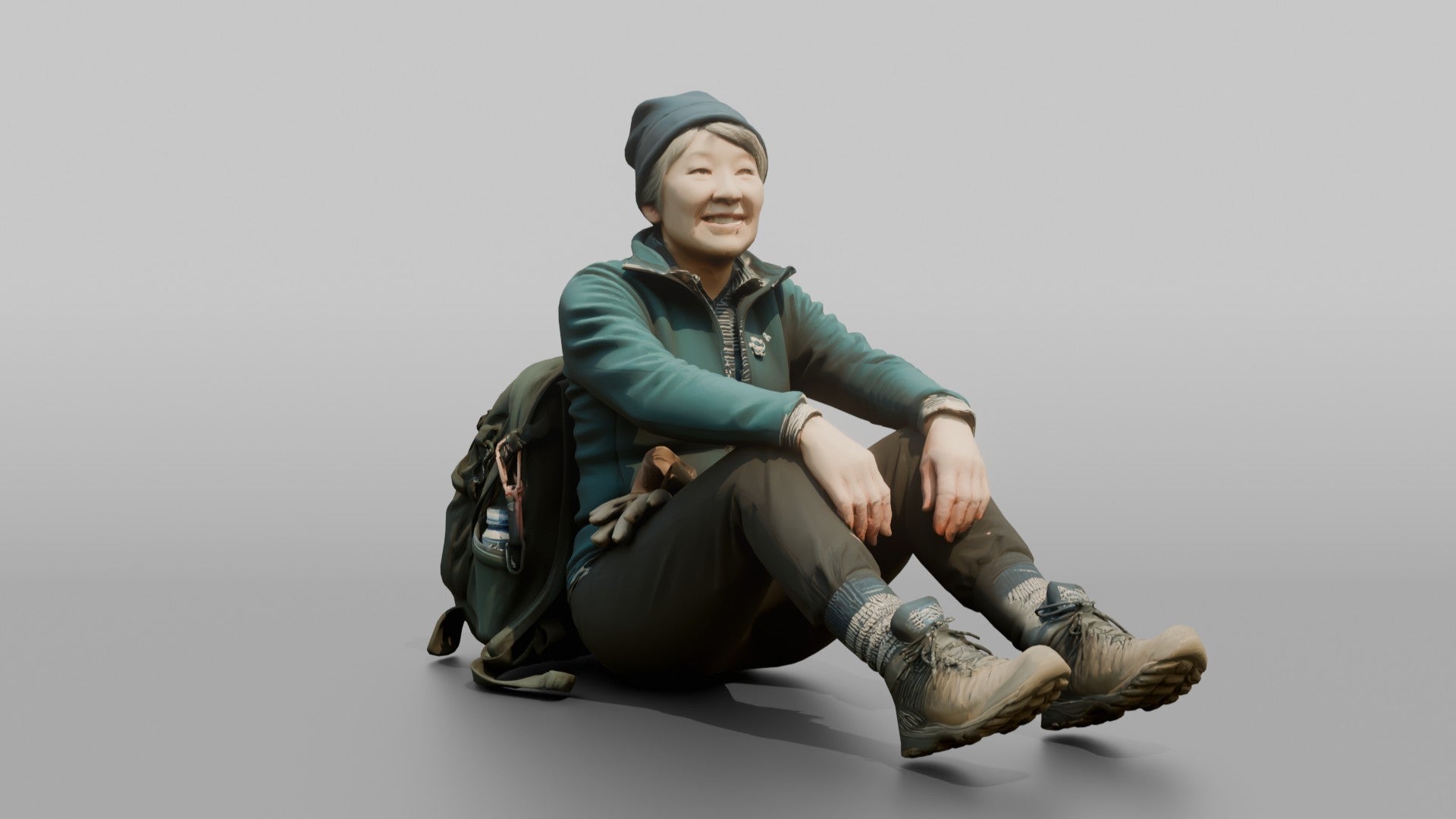 Hiker Sitting with Legs Stretched Out