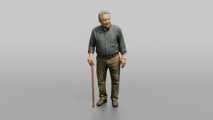Man Customer Leaning On A Cane - 3D character model