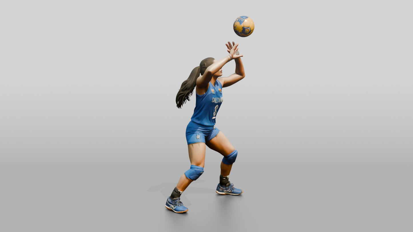 South Asian Female Volleyball Player in Royal Blue Uniform