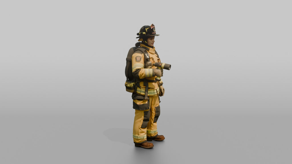 Firefighter Woman Clutching a High-intensity Right-angle Flashlight