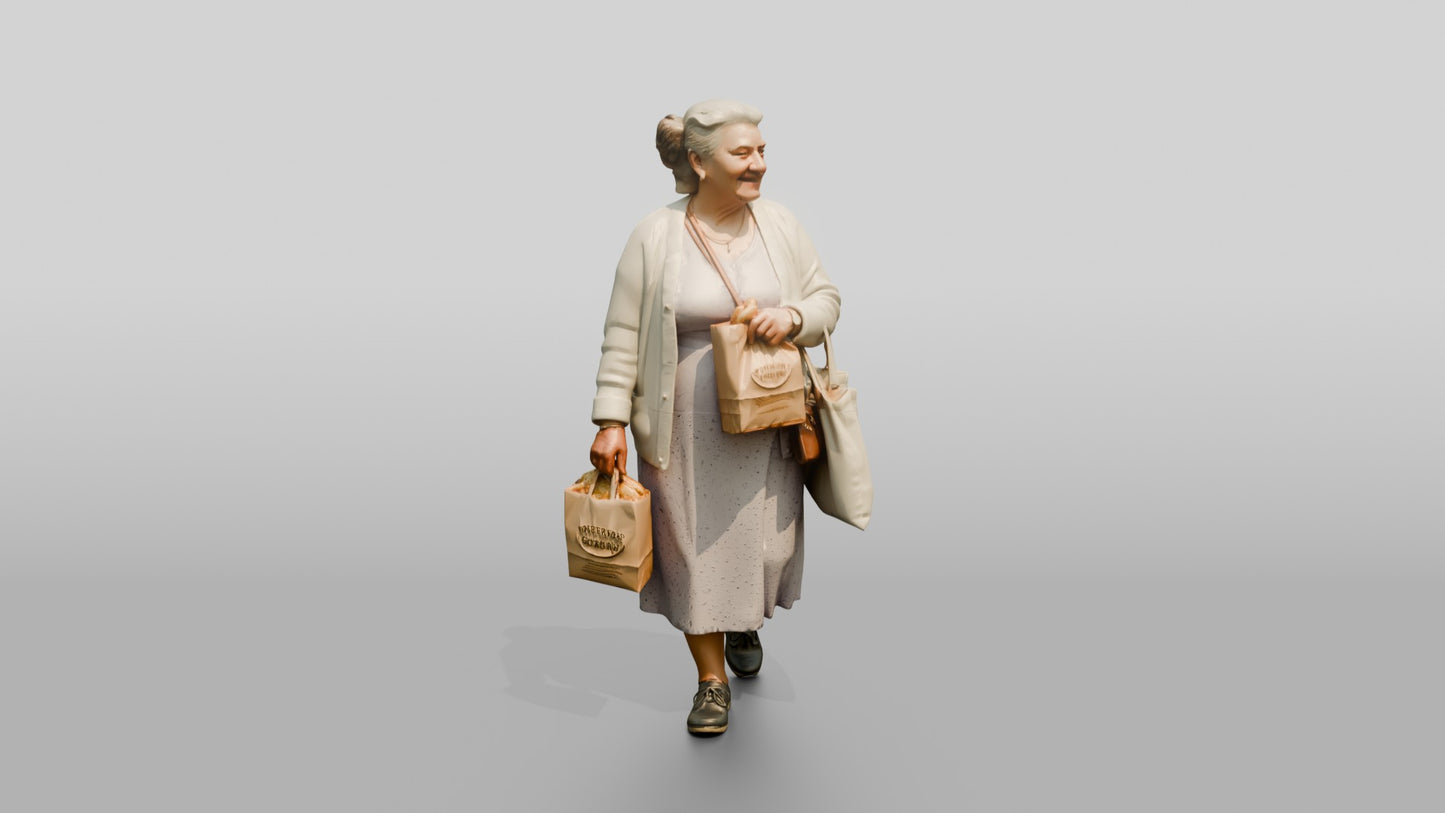 Elderly Curvy Greek Woman Holding Fresh Pastries