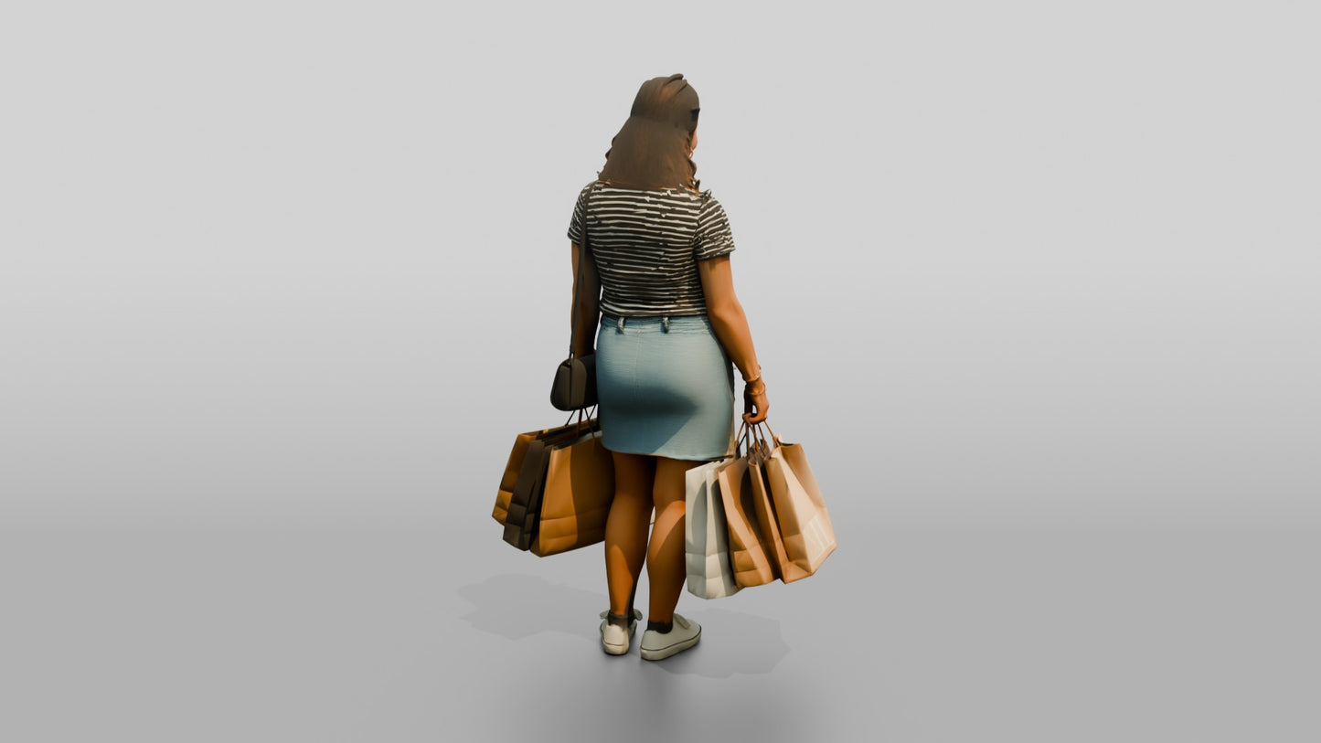 Stocky Italian Young Woman Holding Shopping Bags