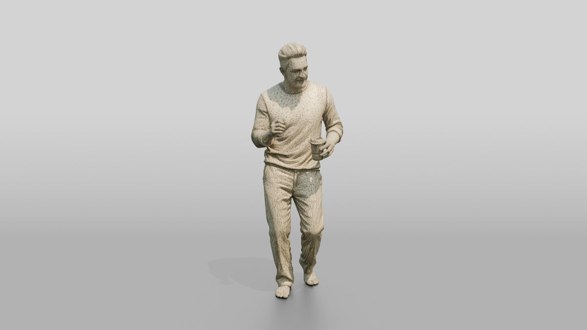 Man Dancing with a Drink - wireframe topology preview