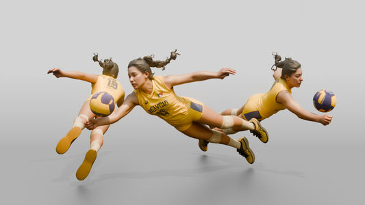 Hispanic Female Volleyball Player in Yellow Uniform
