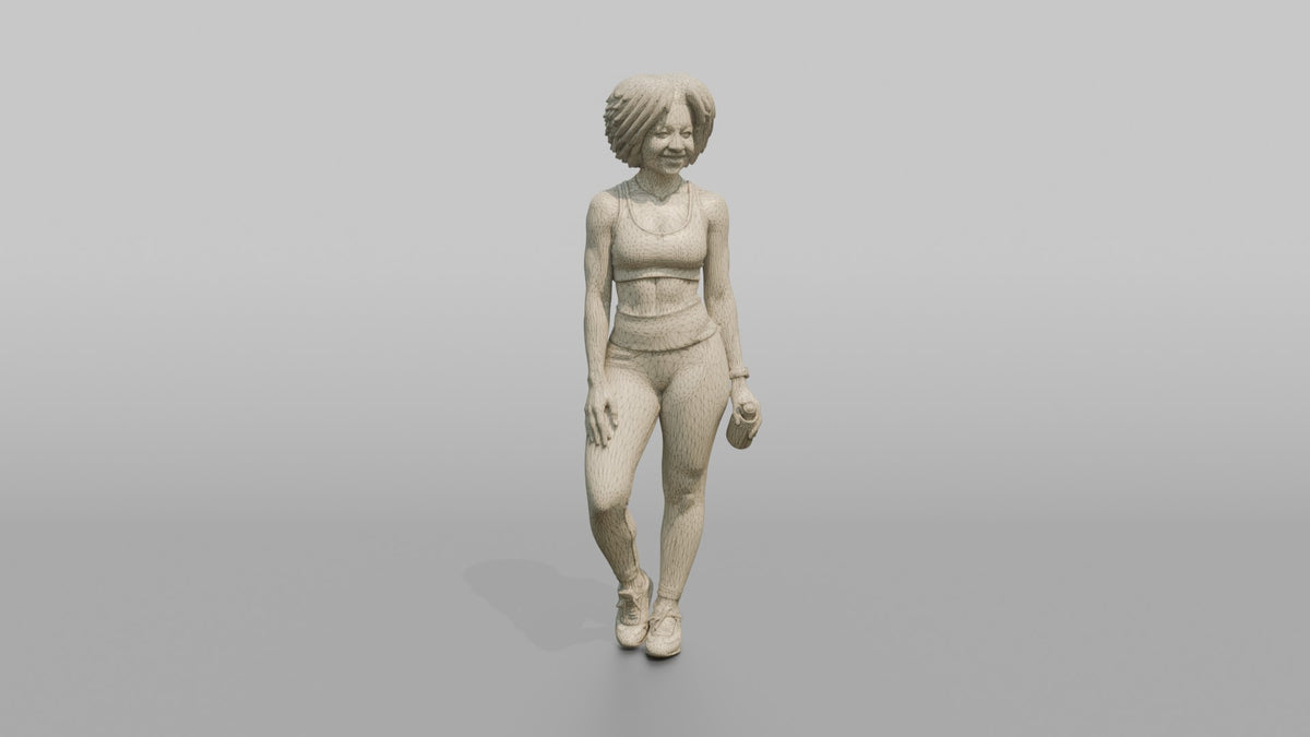 Fitness Influencer Woman Standing Relaxed, Weight Shifted To One Side - wireframe topology preview