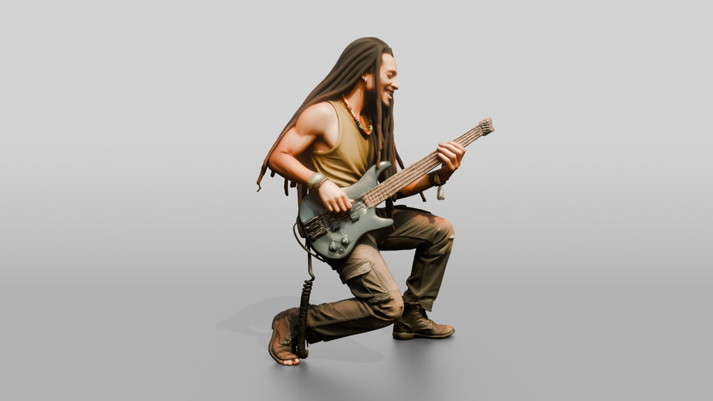 Reggae Bassist Playing Electric Bass