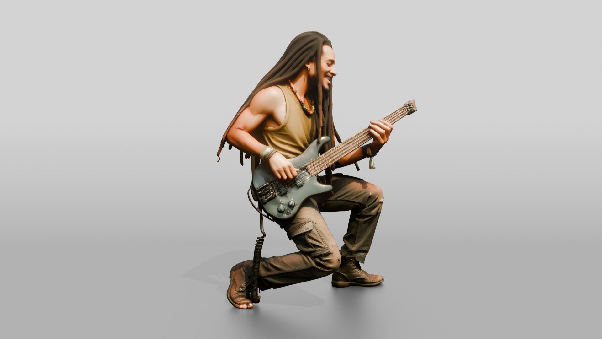 Reggae Bassist Playing Electric Bass