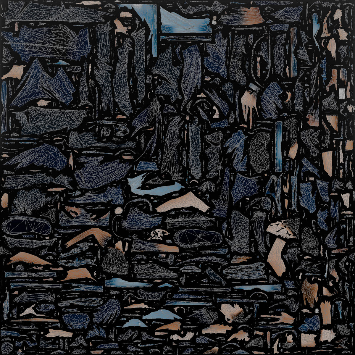 Man Retail Employee Holding A Stack Of Folded Jeans - UV layout, base color map
