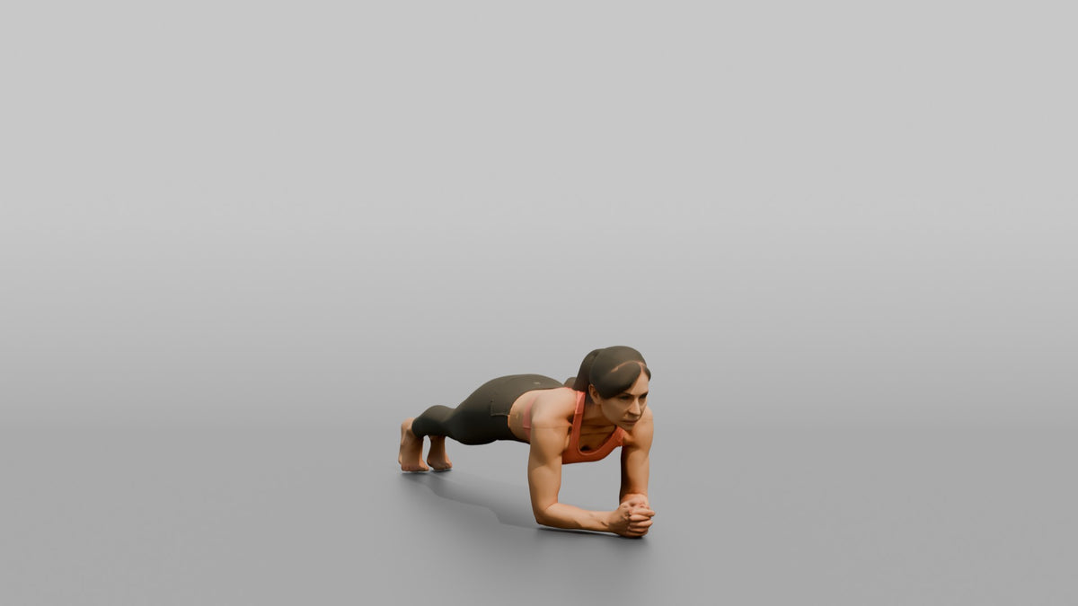 Bodyweight Athlete Woman Holding A Plank Position - 3D character model