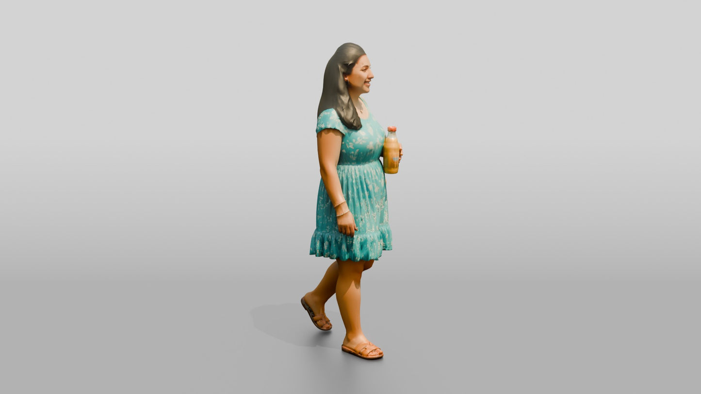 Plus-Size Greek Young Woman Holding a Cold Soda