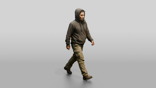 Central American Female Walking - 3D character model, view 1