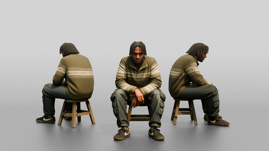 Skater Man Sitting on Stool