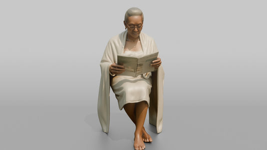 Spa Client Man Sitting Reading A Magazine, Wrapped In A Towel - 3D character model