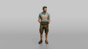Vacationer Wearing Vintage Graphic Tee - 3D character model, view 1