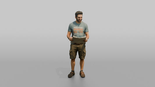 Vacationer Wearing Vintage Graphic Tee - 3D character model, view 1