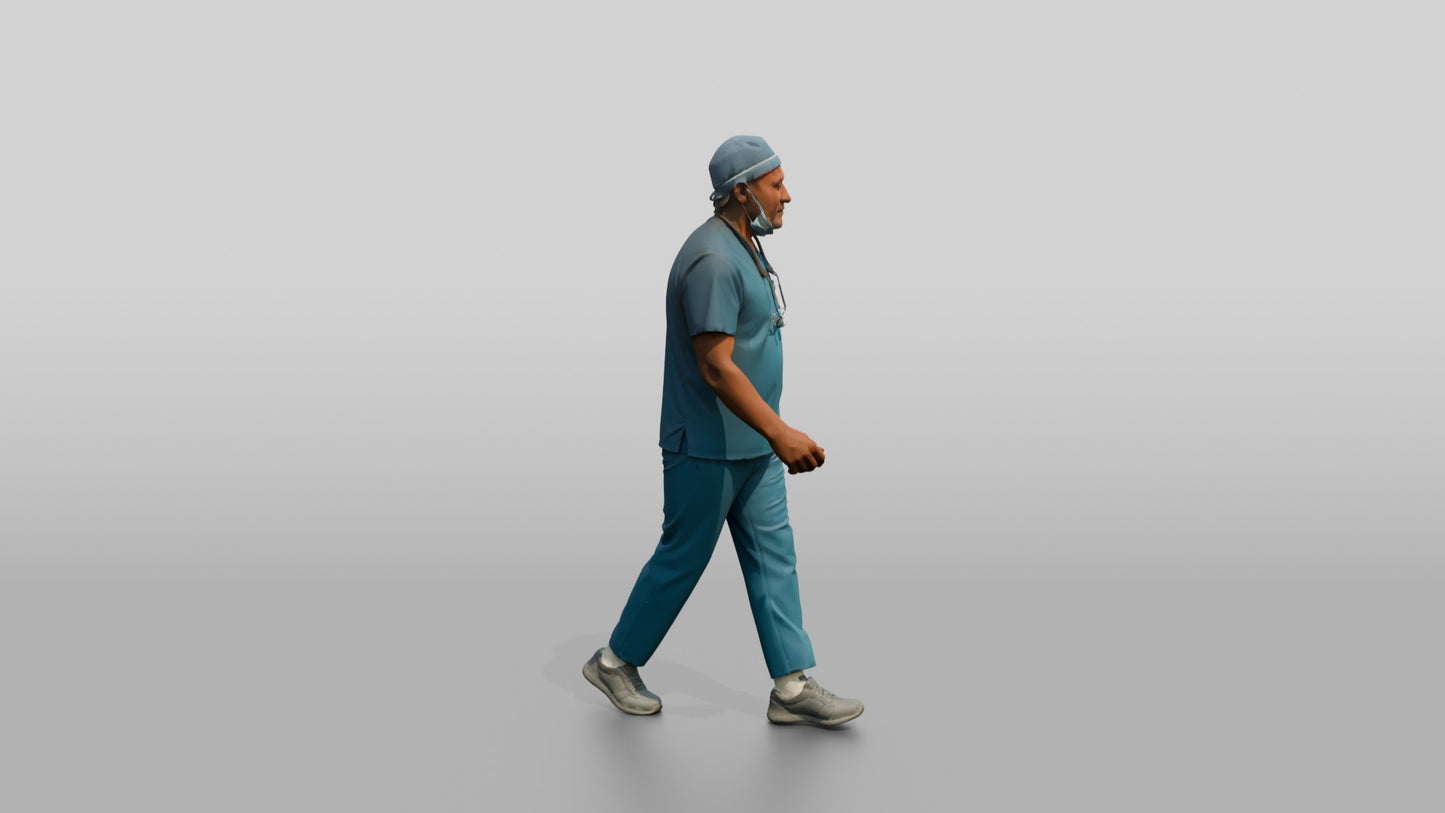 Older Black Man Doctor Walking