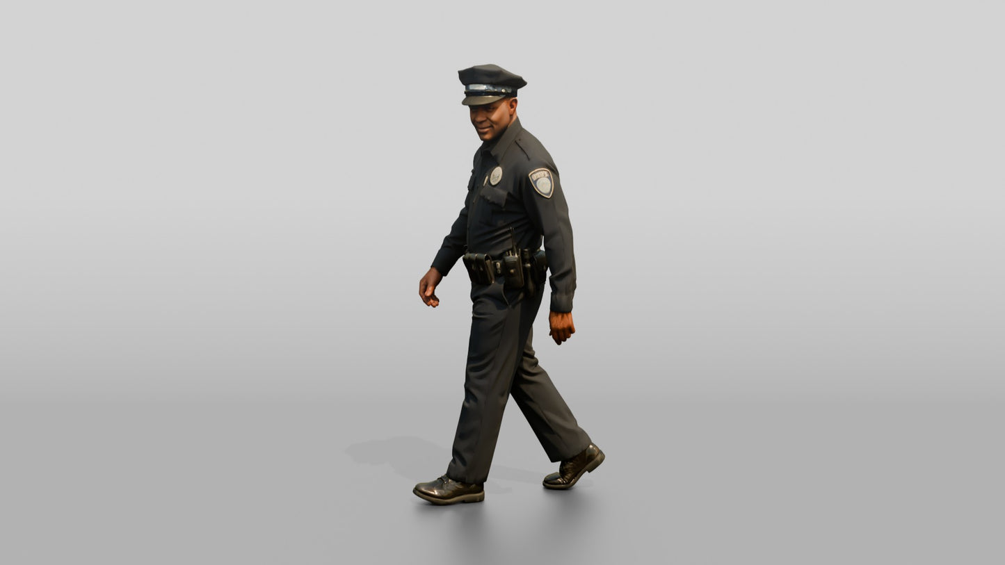 Police Officer Looking Over His Shoulder